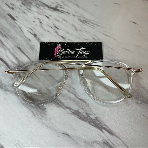 NWT Retro Gold Clear Frame Glasses - UV400 Protection - Picture 4 of 5